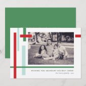 Rode groene blauwe kleurenstrips Moderne Kerstmis Feestdagenkaart (Voorkant / Achterkant)