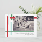 Rode groene blauwe kleurenstrips Moderne Kerstmis Feestdagenkaart (Staand voorkant)