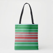 Rode groene blauwe strepen tote bag (Voorkant)