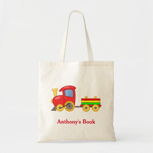 Rode Groene & Blauwe trein kinder genoemd biblioth Tote Bag (Voorkant)