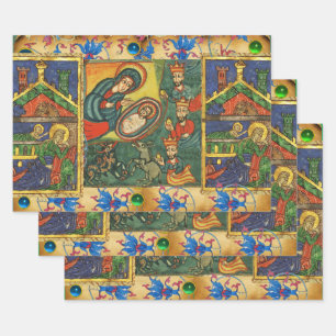 RODE GROENE BLAUWE VLOEISTOFFICIËNTCHRISTMAS PARCH INPAKPAPIER VEL