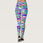 Rode, groene, blauwe, witte Abstracte bubbels Leggings (Achterkant)
