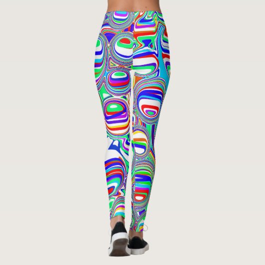 Rode, groene, blauwe, witte Abstracte bubbels Leggings (Achterkant)