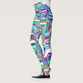 Rode, groene, blauwe, witte Abstracte bubbels Leggings (Links)
