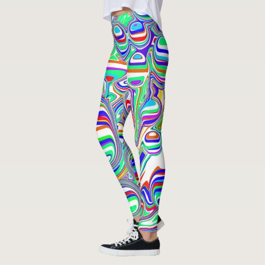 Rode, groene, blauwe, witte Abstracte bubbels Leggings (Links)