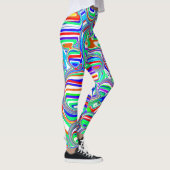 Rode, groene, blauwe, witte Abstracte bubbels Leggings (Rechts)