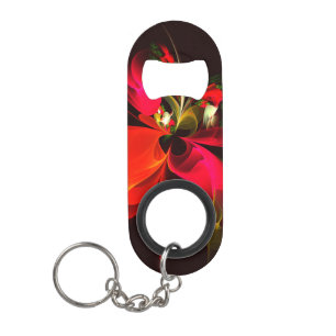 Rode Groene Bloem Moderne Abstracte Kunstpatroon # Mini Flessenopener