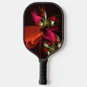 Rode Groene Bloem Moderne Abstracte Kunstpatroon # Pickleball Paddle (Achterkant)