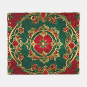 Rode Groene Bloemen Decoratieve Vakantie Fleece De (Voorkant (Horizontaal))