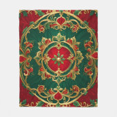 Rode Groene Bloemen Decoratieve Vakantie Fleece De Deken (Voorkant)