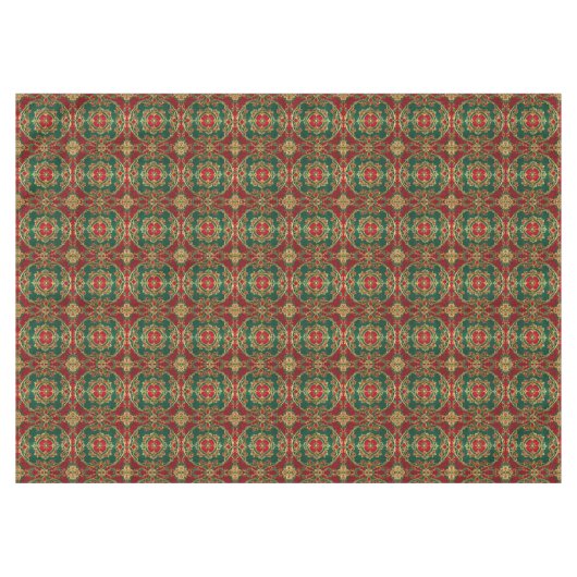 Rode Groene Bloemen Decoratieve Vakantie Tafelklee Tafelkleed (Voorkant (Horizontaal))