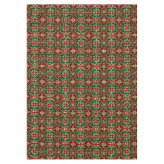 Rode Groene Bloemen Decoratieve Vakantie Tafelklee Tafelkleed (Voorkant)