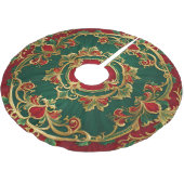 Rode groene bloemen decoratieve vakantiestamrok kerstboom rok (Gekanteld)