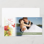 Rode groene bloemen en vlinderbruiloft bedankt (Voorkant / Achterkant)