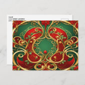 Rode Groene Bloemen Kerstvakantie Briefkaart (Voorkant / Achterkant)