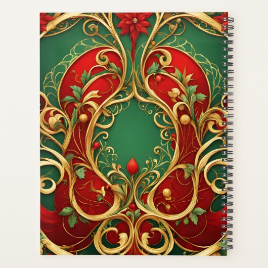 Rode Groene Bloemen Kerstvakantie Planner (Achterkant)