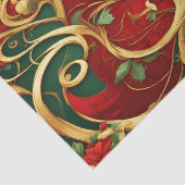 Rode Groene Bloemen Kerstvakantie Tissue Paper Tissuepapier (Detail)