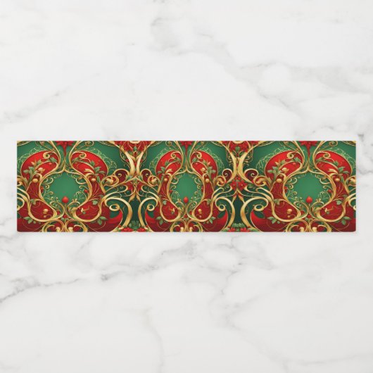 Rode Groene Bloemen Kerstvakantie Waterfles Etiket (Enkel label)