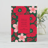 Rode Groene Bloemen Waterverf Botanische Vakantie  (Staand voorkant)