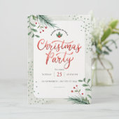 Rode Groene Bloemen Waterverf Kerstfeest Kaart (Staand voorkant)