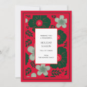 Rode Groene Bloemen  Waterverf Vakantie Kaart (Voorkant)