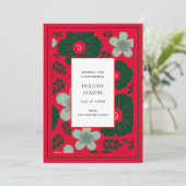 Rode Groene Bloemen  Waterverf Vakantie Kaart (Staand voorkant)