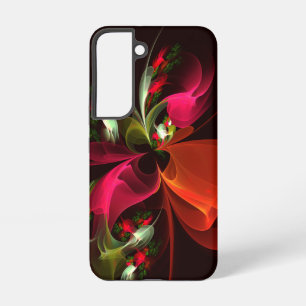 Rode groene bloemrijke moderne abstracte kunstpatr samsung galaxy hoesje