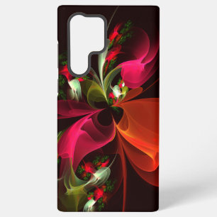 Rode groene bloemrijke moderne abstracte kunstpatr samsung galaxy hoesje