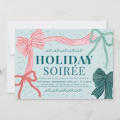 Rode & Groene Bogen Groene Kerst Vakantie Soirée Kaart (Voorkant)