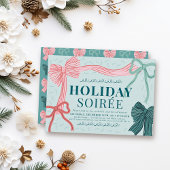 Rode & Groene Bogen Groene Kerst Vakantie Soirée Kaart