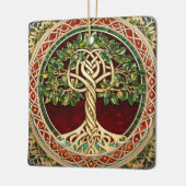 Rode Groene Boom van het Leven Keltische knoop Keramisch Ornament (Links)