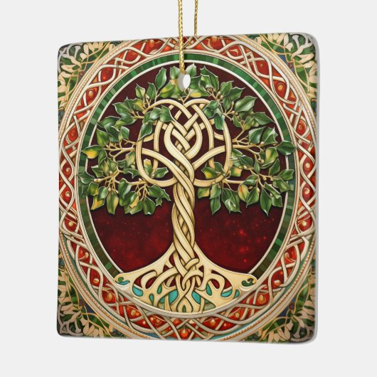 Rode Groene Boom van het Leven Keltische knoop Keramisch Ornament (Links)