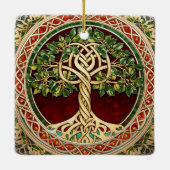 Rode Groene Boom van het Leven Keltische knoop Keramisch Ornament (Achterkant)