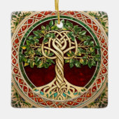 Rode Groene Boom van het Leven Keltische knoop Keramisch Ornament (Voorkant)