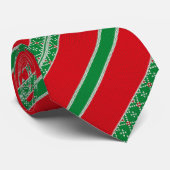 Rode Groene Borduurwerk Kerstpatroon Stropdas (Opgerold)