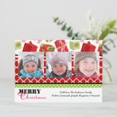 Rode & Groene Cadeaus 3 Foto's - Kerstkaart (Staand voorkant)