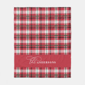 Rode groene cheque tartan script gepersonaliseerde fleece deken (Voorkant)