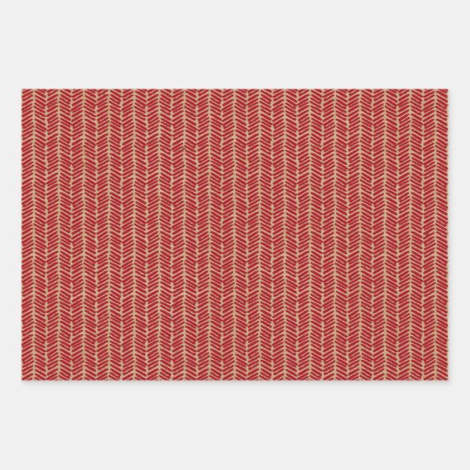 Rode groene Chevron Polka doet de ronde op Faux Br Inpakpapier Vel (Voorkant 3)