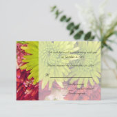 Rode, groene chrysanthemum bloemen RSVP kaart (Staand voorkant)