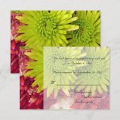 Rode, groene chrysanthemum bloemen RSVP kaart (Voorkant / Achterkant)