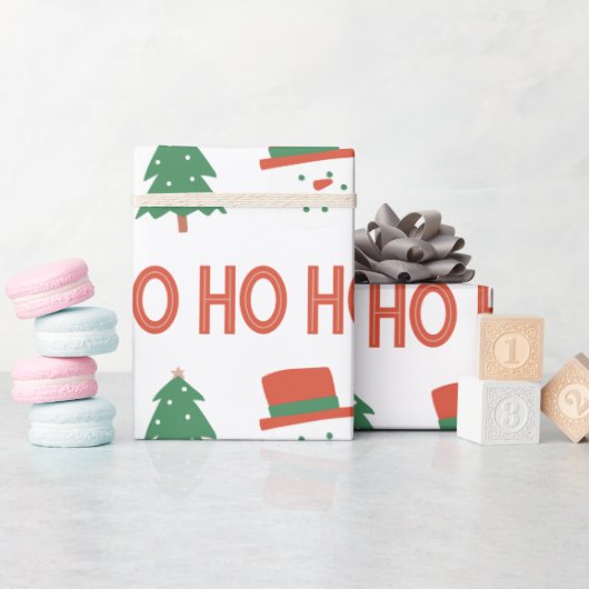 Rode Groene Crème Speelse Moderne Boom Kerstmis Cadeaupapier (Baby Shower)