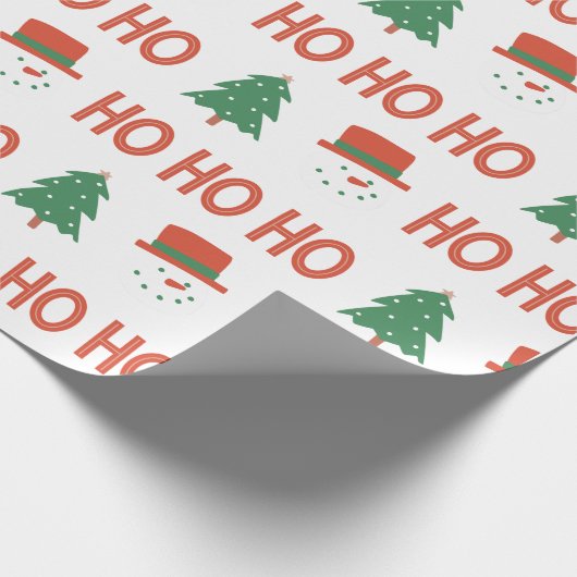 Rode Groene Crème Speelse Moderne Boom Kerstmis Cadeaupapier (Hoek)