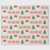 Rode Groene Crème Speelse Moderne Sneeuwman Boom Cadeaupapier (Vlak)