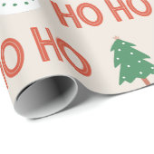 Rode Groene Crème Speelse Moderne Sneeuwman Boom Cadeaupapier (Rol Hoek)