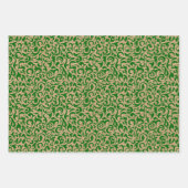 Rode groene Damaspodots op bruine Kraft gekleurd Inpakpapier Vel (Voorkant 3)