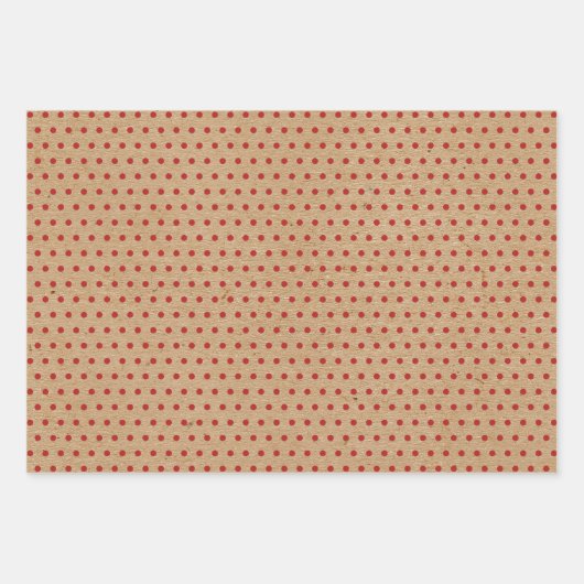 Rode groene Damaspodots op bruine Kraft gekleurd Inpakpapier Vel (Voorkant 2)