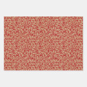 Rode groene Damaspodots op bruine Kraft gekleurd Inpakpapier Vel (Voorkant)