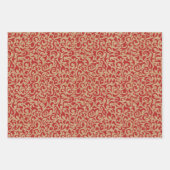 Rode groene Damaspodots op bruine Kraft gekleurd Inpakpapier Vel (Voorkant)