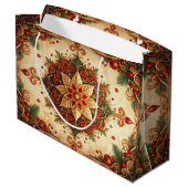 Rode Groene Decoratie Kerstcadeautas Groot Cadeauzakje (Achterkant Gekanteld)