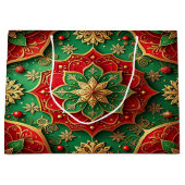 Rode Groene Decoratie Kerstcadeautas Groot Cadeauzakje (Voorkant)